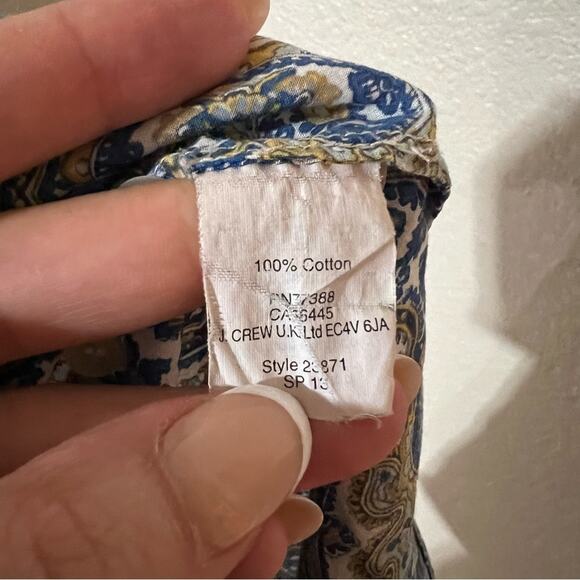J. Crew blue yellow paisley floral the perfect shirt cotton button up top MEDIUM - Picture 6 of 7